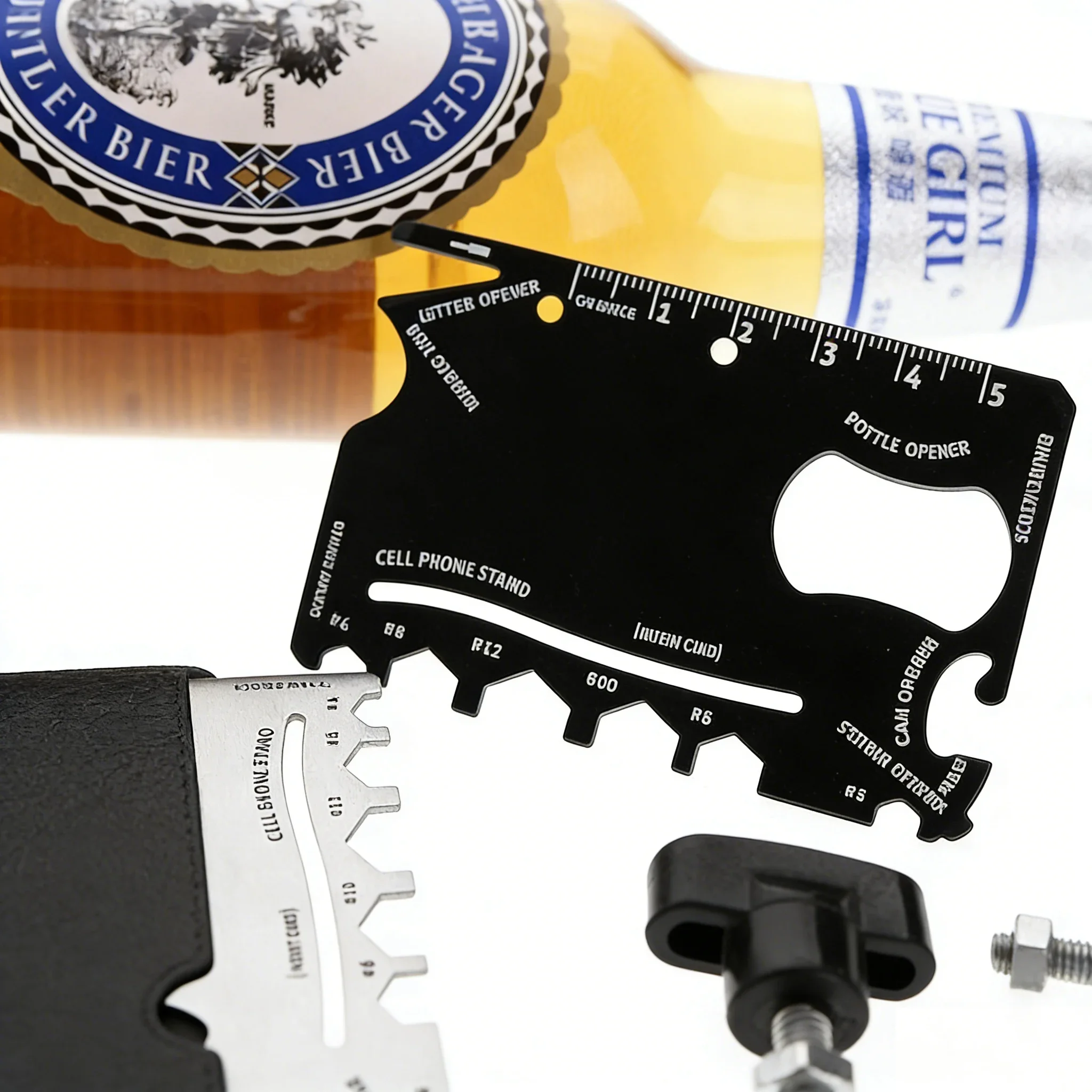 스테인리스 스틸 신용카드형 멀티툴 |   EDC 카드 나이프 (듀얼 스케일 자와 드라이버 포함) |   병따개 카드