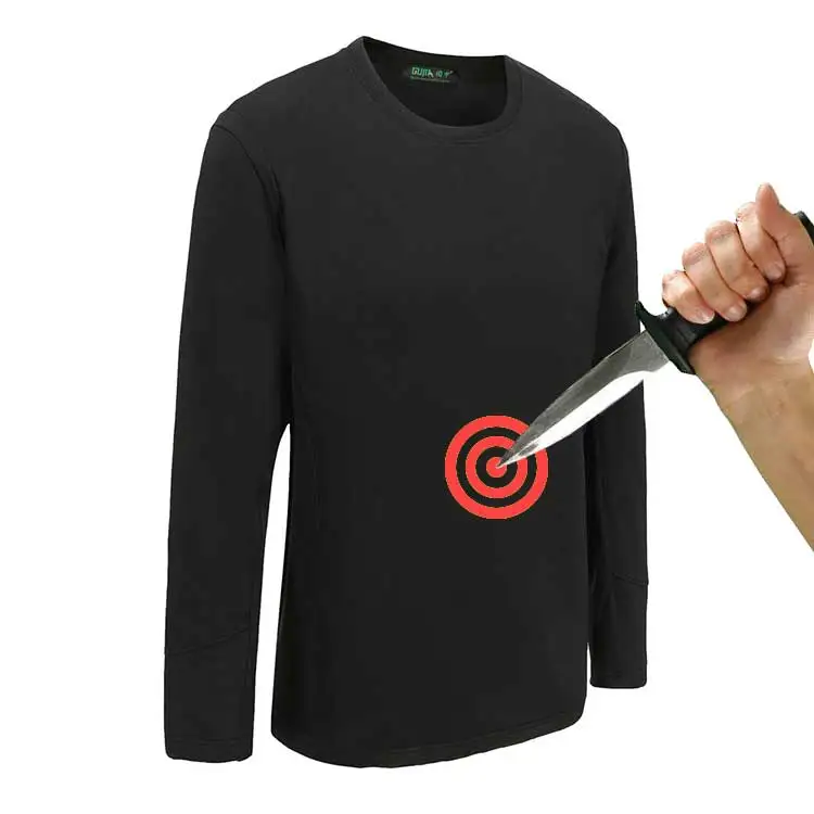 

Black Concealable Personal Safety long sleeve shirt lightweight Anti Knife Stab Proof Clothing