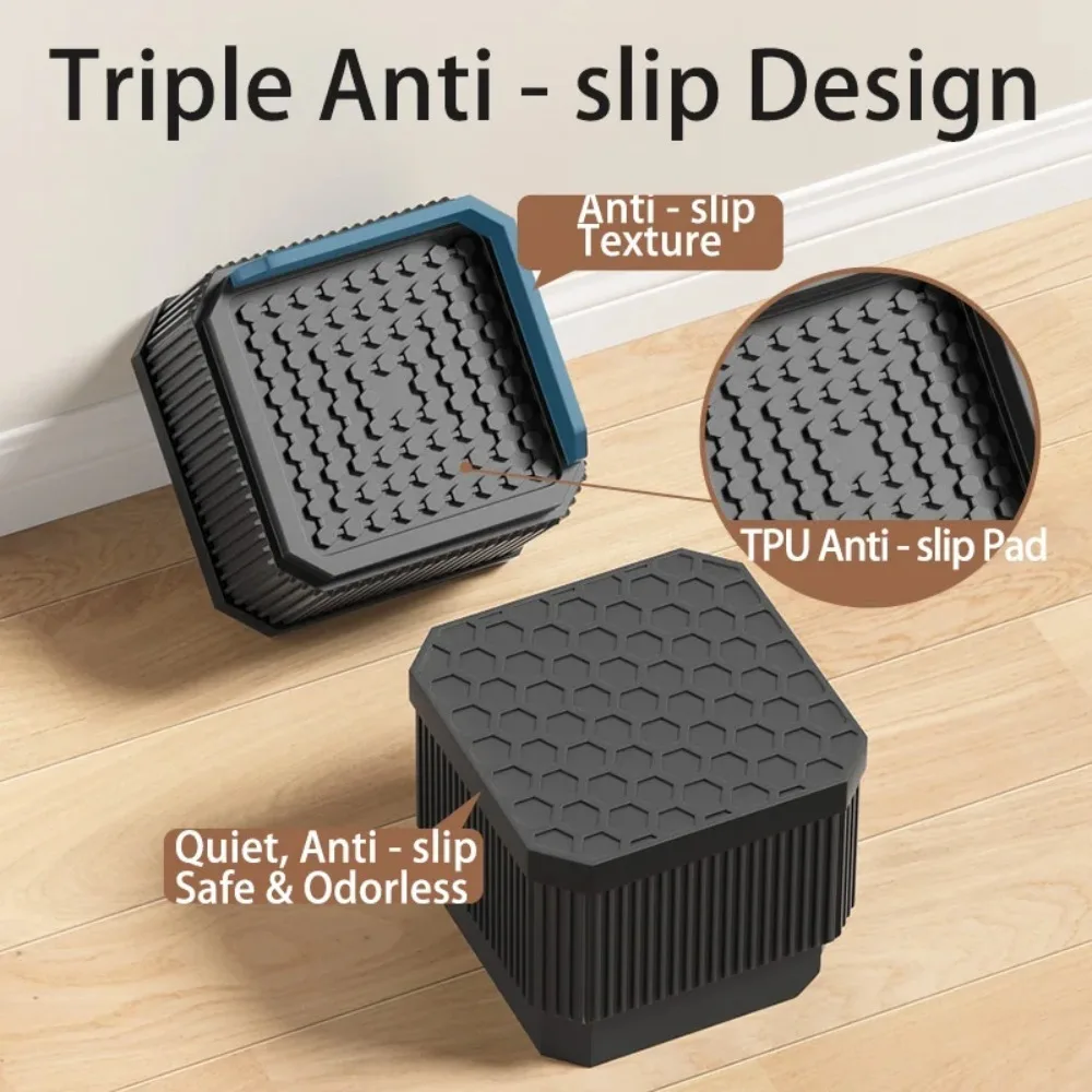 Heavy-Duty Adjustable Furniture Risers with Triple Anti-Slip Design