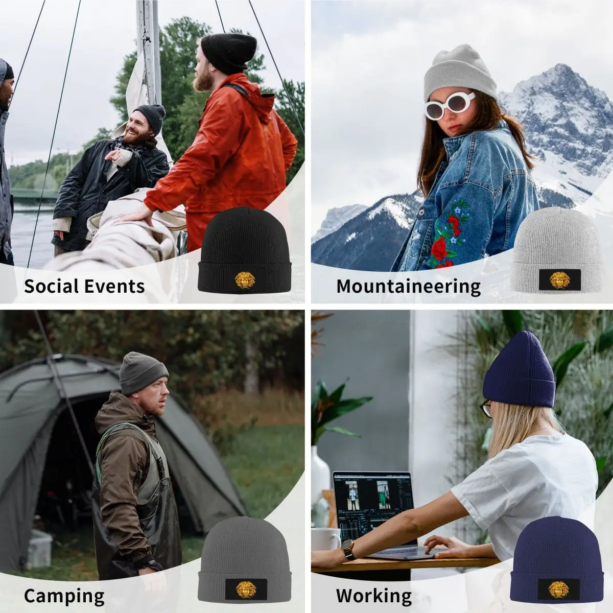Elegant And Chic French Golden Haired Hats Autumn Winter Skullies Beanies Warm Mythological Greek Medusa Cap Female Male Skull