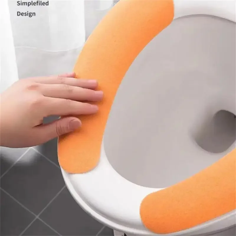Reusable Warm Flannel Toilet Sticker Toilet Seat Covers Washable Seat Filling Bathroom Mat Cover 2Pc/set Universal