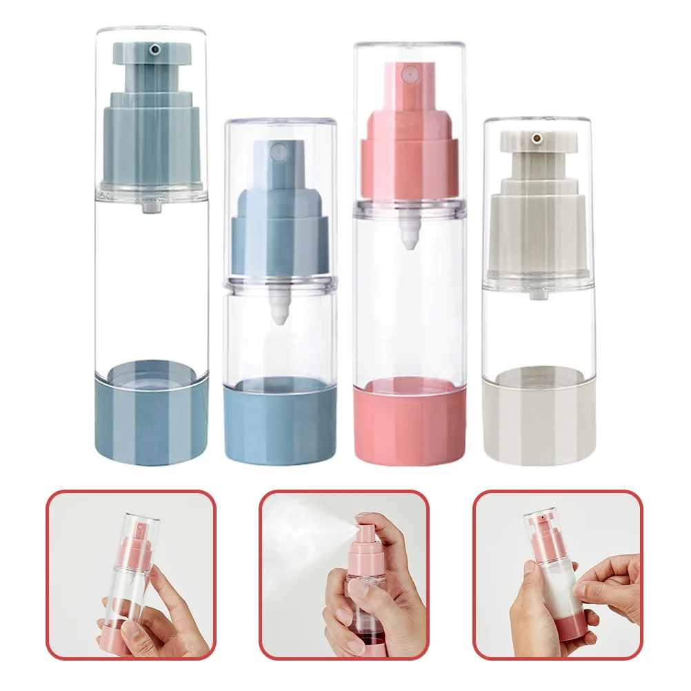 

4 Pcs Lotion Vacuum Bottle Airless Pump Container Empty Foundation with Hair Oil Refillable Dispenser Travel