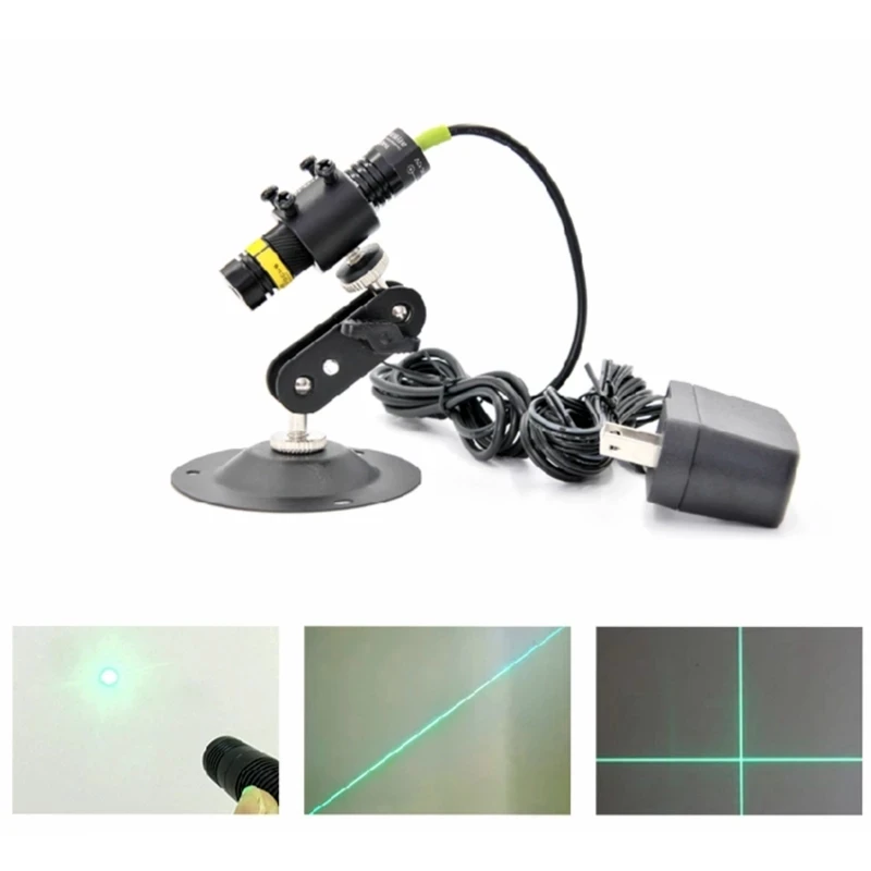 Adjustable 515nm 30mW Green Laser Diode Module Dot / Line / Cross with Holder and Adapter for Alignment DC12V focusable 515nm 520nm 50mw green diode laser dot line cross module with heatsink 3v 5v 12x45mm