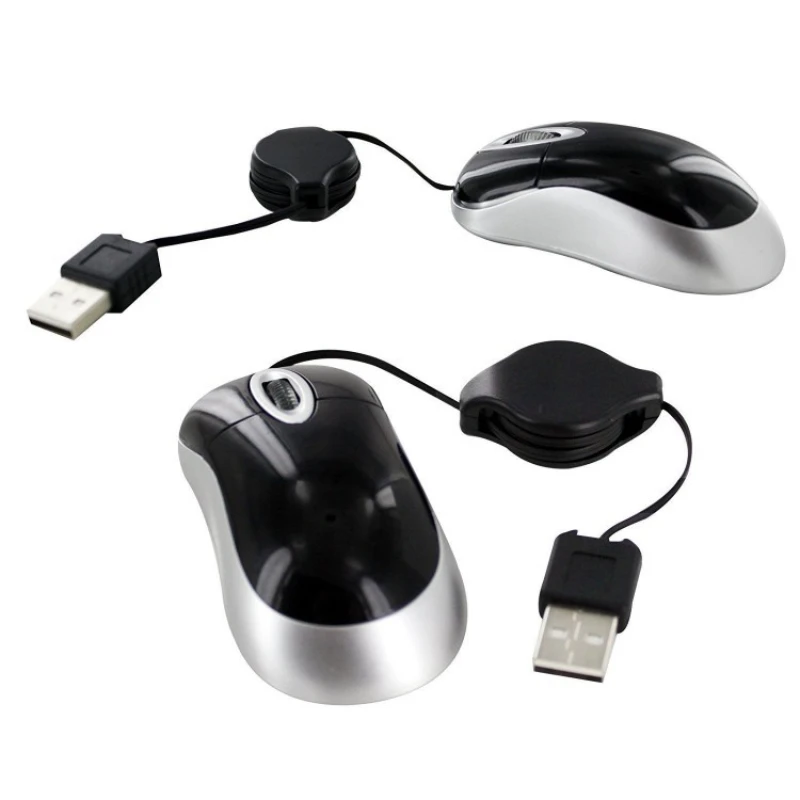 Optical Mini Retractable Mouse Portable Mini USB Wired Mouse Ergonomics Home Office Mice for Computer PC Laptop