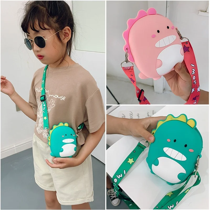 Dinosaur Waist Bag Cute Girl Travel Wallet Children Backpack Silicone Mini Satchel Bag Messenger Bags Kids Cartoon Bags dinosaur students backpack dragon cartoon mochila rucksack kid boys girls school shoulder bags men women laptop rucksack