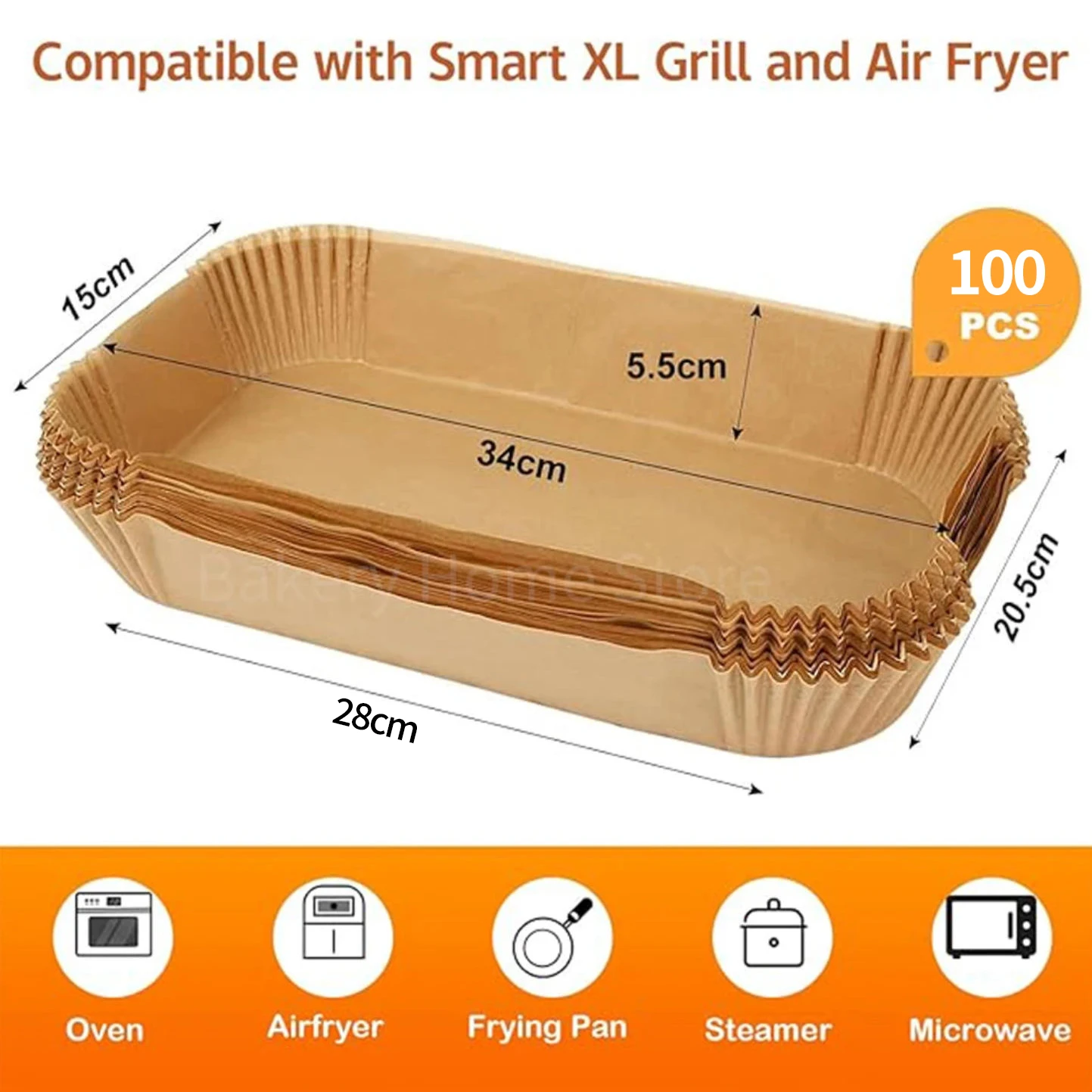 100-Pack Disposable Air Fryer Liners – Rectangle Parchment Paper