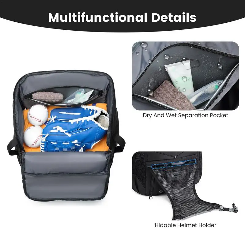 Baseball Softball Bag Backpack with Shoes Compartment Lightweight Softball Bat Bag For Boys Adults With Fence Hook Hold 2