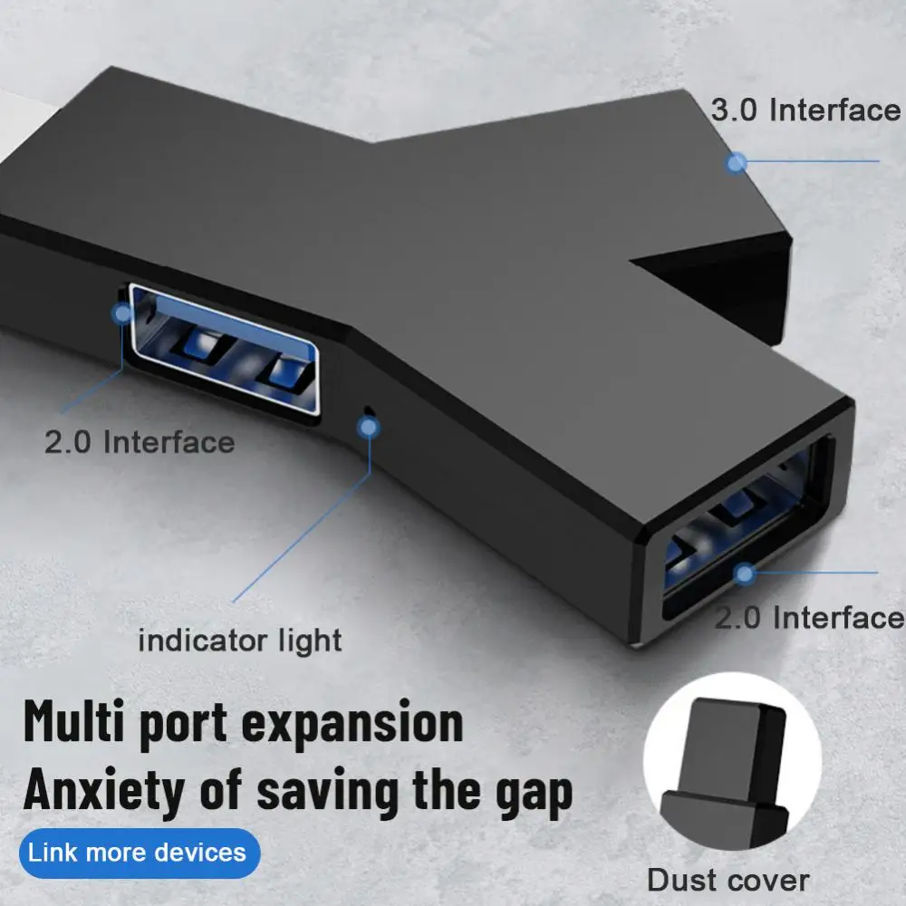 USB 3.0 허브 USB 2.0 미니 Y자형 3 인 1 USB-C 허브, 멀티 USB 스플리터 허브, PC 컴퓨터 노트북용 전원 어댑터 익스텐더 사용