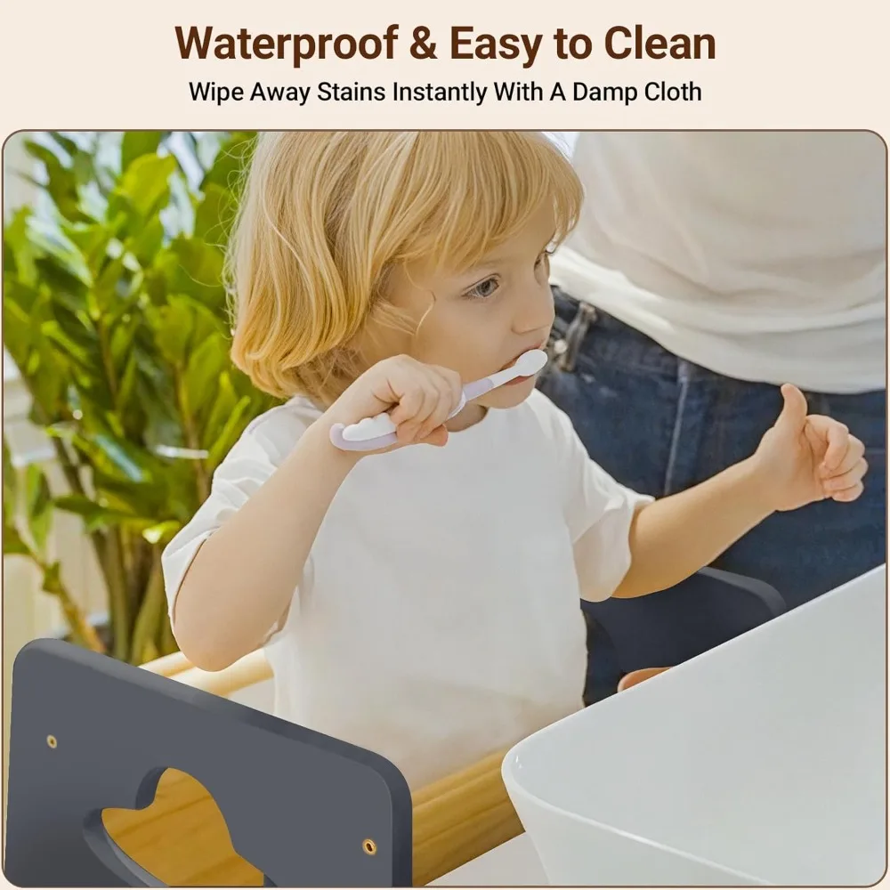 Adjustable Height Toddler Kitchen Tower - Super Stable 3-Level Learning Stool with Safety Panel