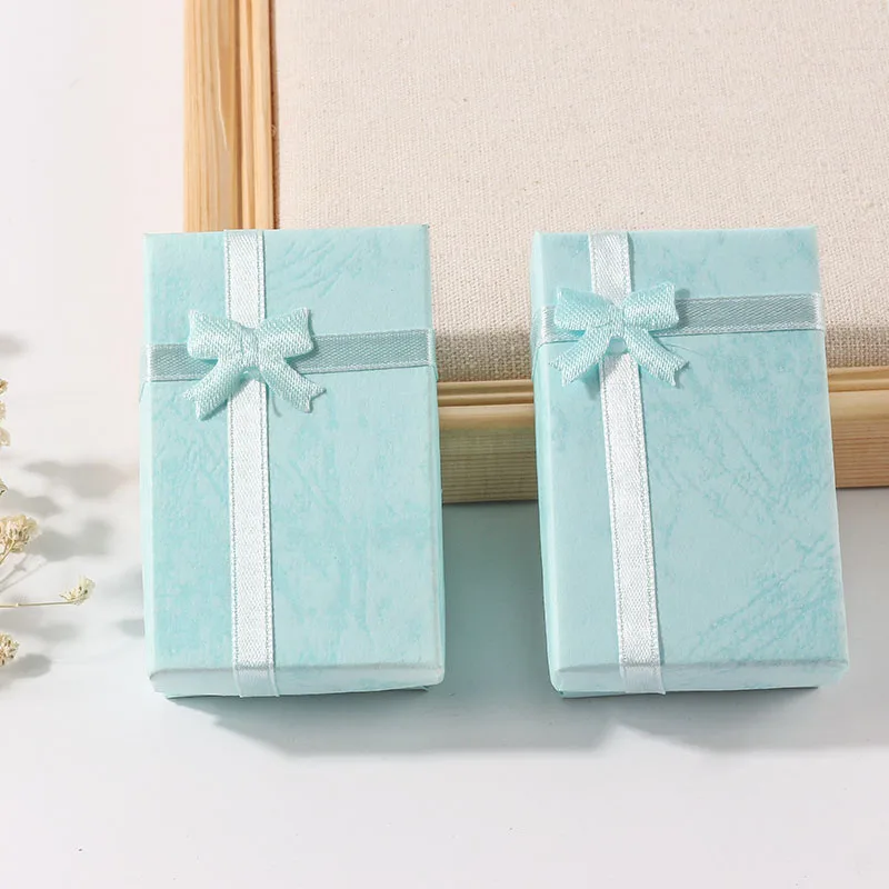 Set of 4 Colorful Square Jewelry Gift Boxes for Storage & Travel: Blue and Pink