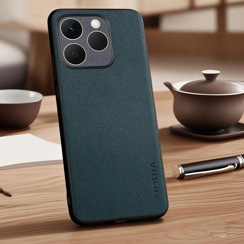 Elegant Vegan Leather Phone Case - Lychee Pebble Texture