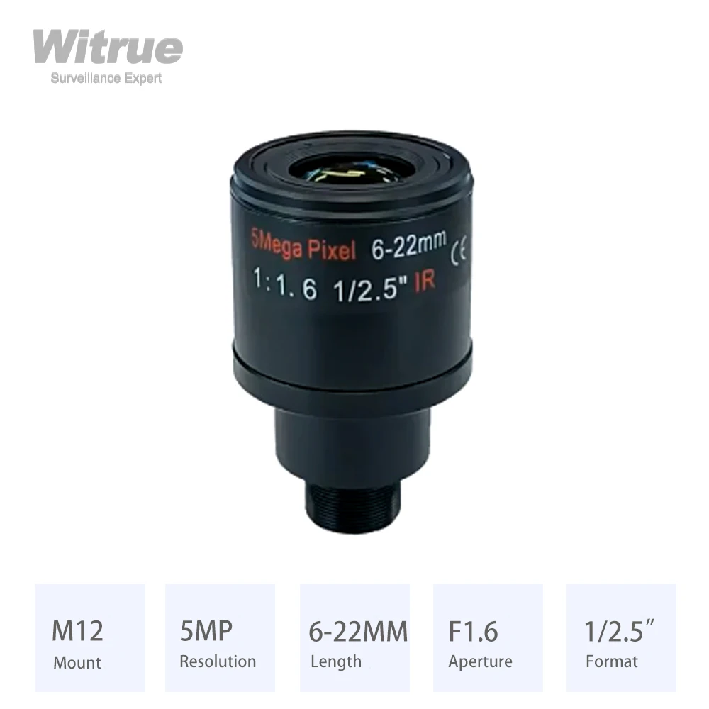 Witrue варифокальный объектив 6-22 мм HD 5 Мп M12 крепление диафрагмы формат F1.6 1/2.5 