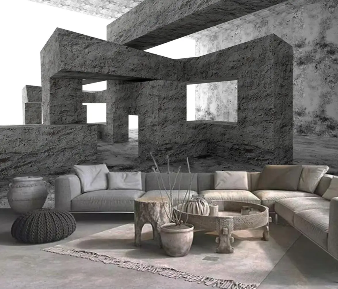 parede para sala estar tv fundo foto industrial 3d