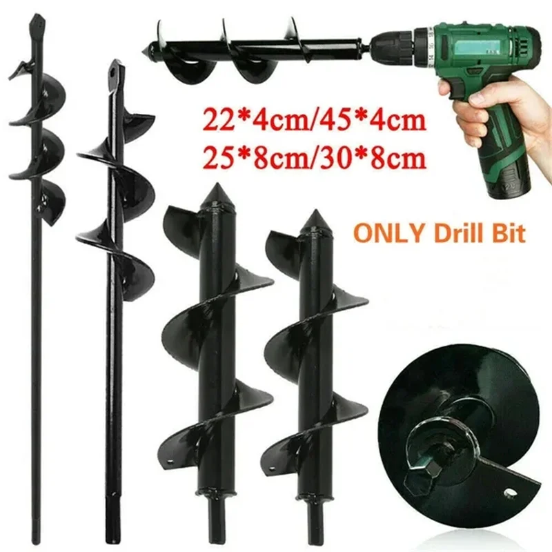 

4 Sizes Planter Garden Auger Spiral Drill Bit Planting Hole Digger Drill Bit Yard Gardening Planting Hole Digger Tool