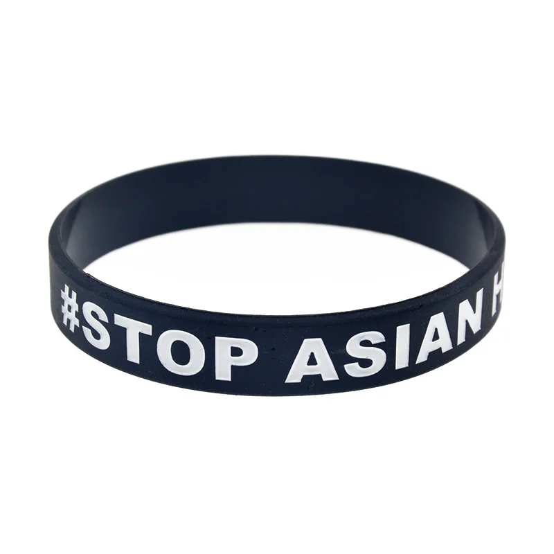 1 Stück Anti-Hass-Armband aus Silikon: Gegen Vorurteile, für Gleichheit, Souvenir-Gummiarmband in Schwarz und Weiß – Detail 2