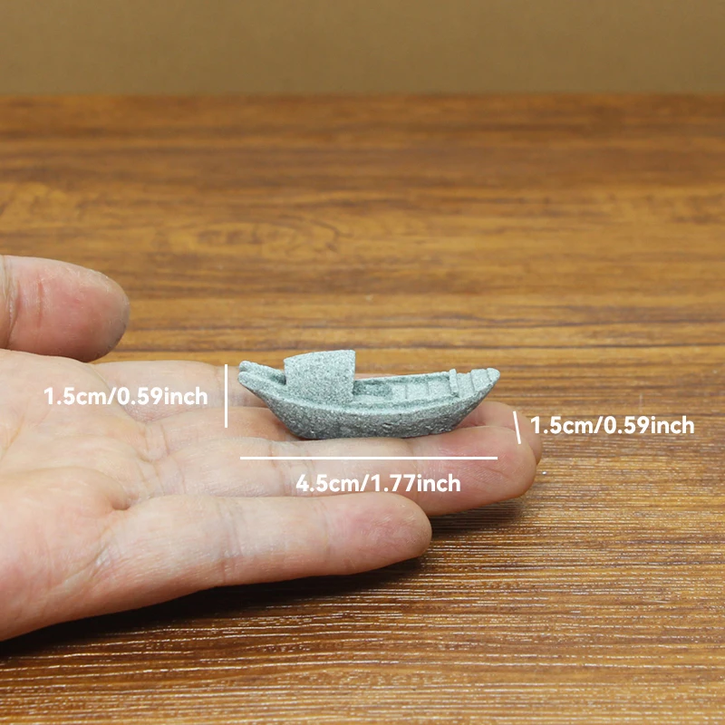 Miniature Stone Bridge with Boat for DIY Terrarium and Fairy Garden Decor