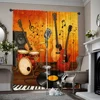 2pcs, spring summer Curtains Music theme, guitar, mic, record Light Filtering Sheer Curtains Versatile Polyester Fabric Room 1