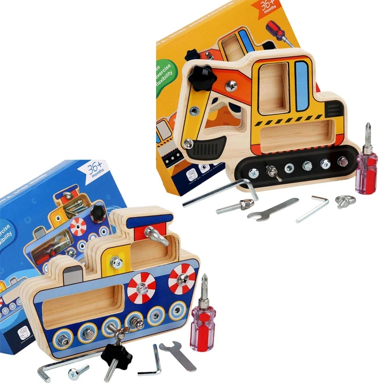 Y1UB Screw & Nut Car Toy Montessori Toy for Creative STEM Block Fine Motor Skill Kids Basic Life Skill Learning To