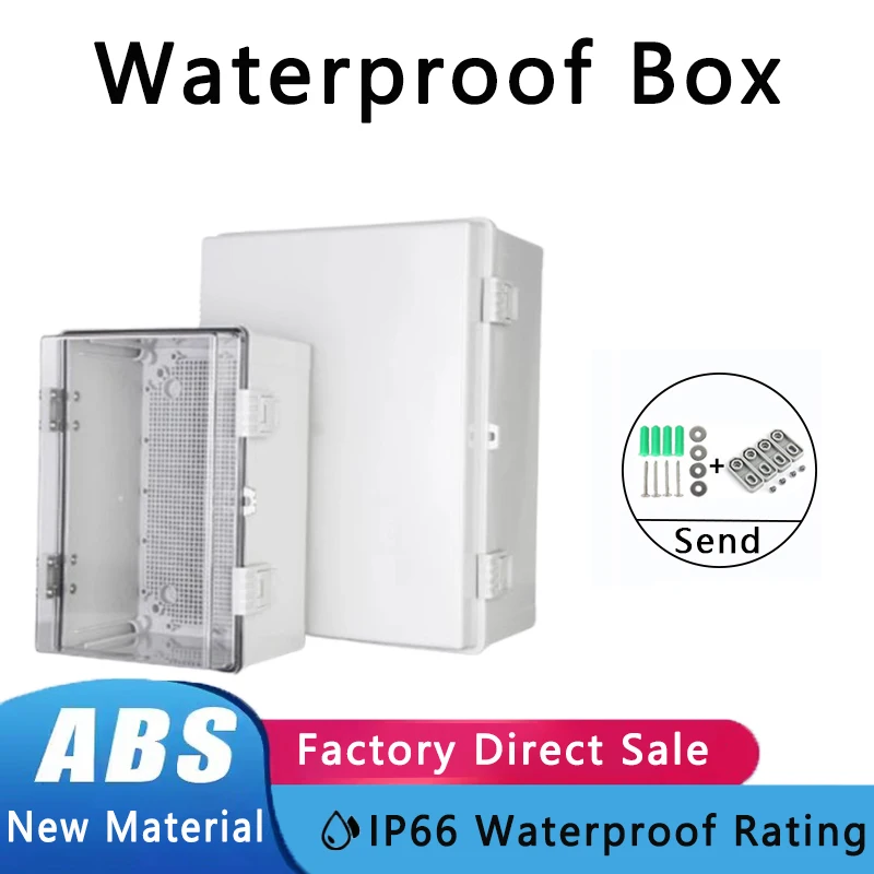 IP66 Waterproof Plastic Box ABS Wire Junction Box Gray/Transparent Cover Enclosure Outdoor Electronic Engineering Projects electronic enclosure case electrical junction box electrical box electrical distribution box