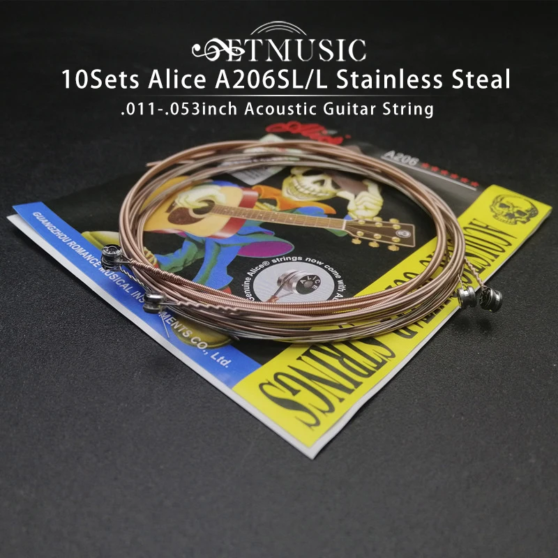 

10Sets Alice A206SL/L .011-.053 Super Light Guitar String Acoustic Guitar String for Folk Guitar Guitar Parts