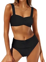 Strappy Bikinis 2025 Women High Waist Swimwear Solid Swimsuit Female Beachwear Summer Bathers Bathing Swimming Swim Suit XXL