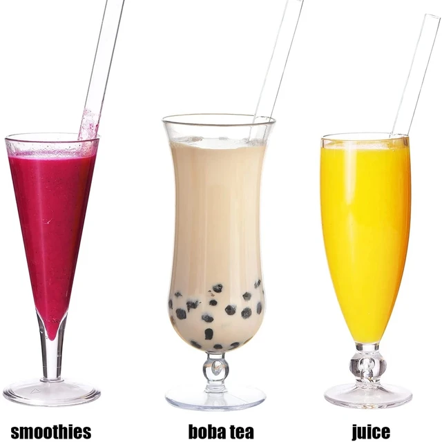 4PCS Reusable Clear Straws Straight Glass Smoothie Milkshakes Drinking Straw  Set