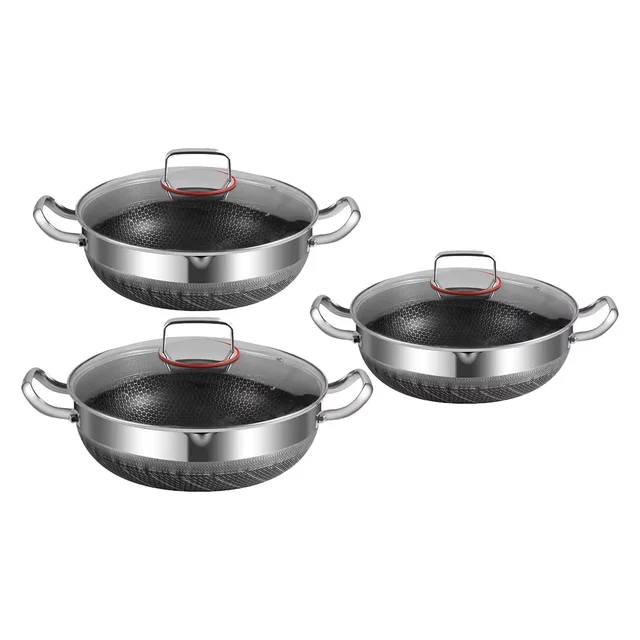 Acciaio inossidabile 316 26/28/30cm Padella per uso alimentare Padella antiaderente Pentola a nido d'ape Fondo Fornello a induzione Stufa a gas Wok generale 6