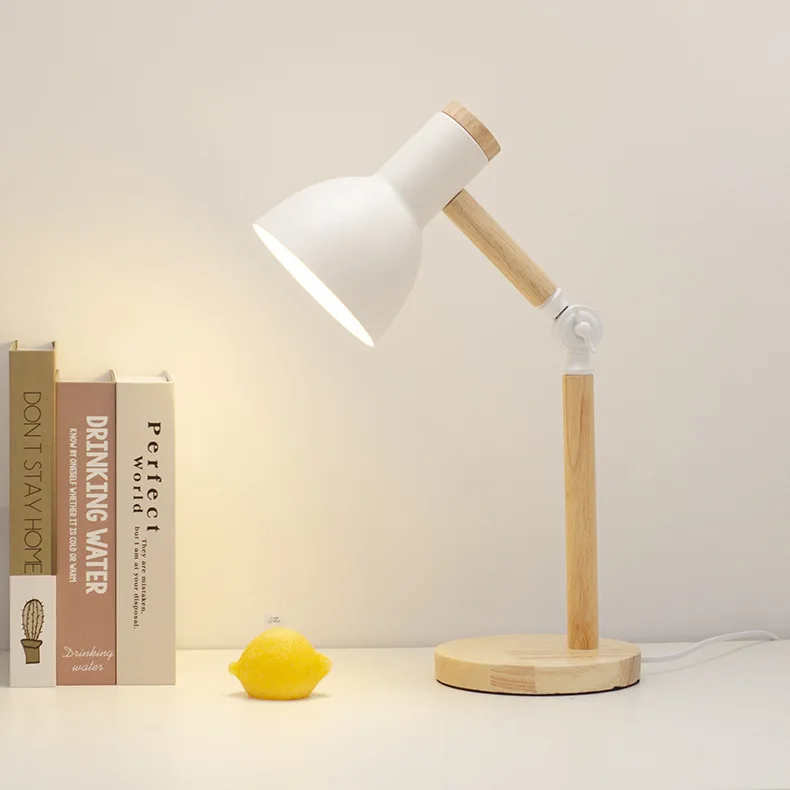 Nordic LED Desk Lamp - Wooden Iron Folding Table Lamp for Dorm & Home Office