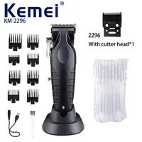 Kemei KM-2296 Electric Clipper Cross Border Electric Clipper With Base USB Oil Head Engraving Clipper Hair Salon Barber 2