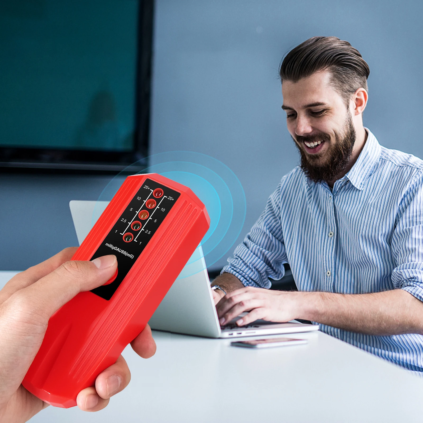 Portable Gauss Meter 5 LED Magnetic Field Detector Handheld Radio Frequency Field Tester for Abnormal Wave Research EMF Testing