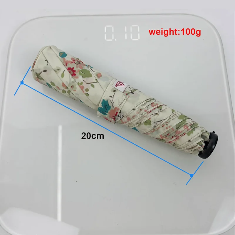 100g Ultra Light Pencil Feather Slimming Rain and Rain Dual purpose Sunscreen and UV Protection Sun Umbrella UPF50 Round Folding