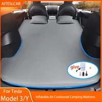 For Tesla Model 3 Model Y / YL 2026-2017  Inflatable Air Mattress Outdoor Camping Inflatable Special Suede Fabric Car Travel Bed 1