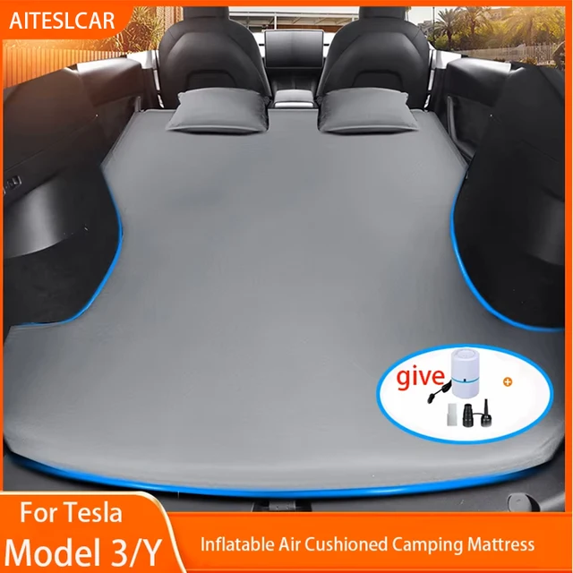 For Tesla Model 3 Model Y / YL 2026-2017  Inflatable Air Mattress Outdoor Camping Inflatable Special Suede Fabric Car Travel Bed 1