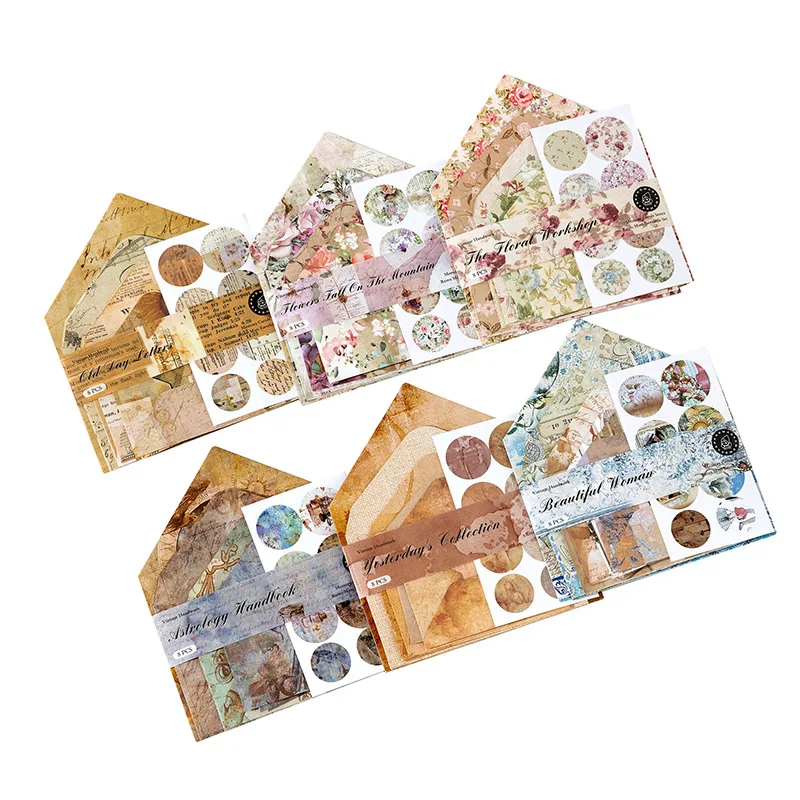 Stickers scrapbooking supplies Vintage Mini envelope set Planner Decorative Hand Account Scrapbooking material Craft Supplies 8pcs