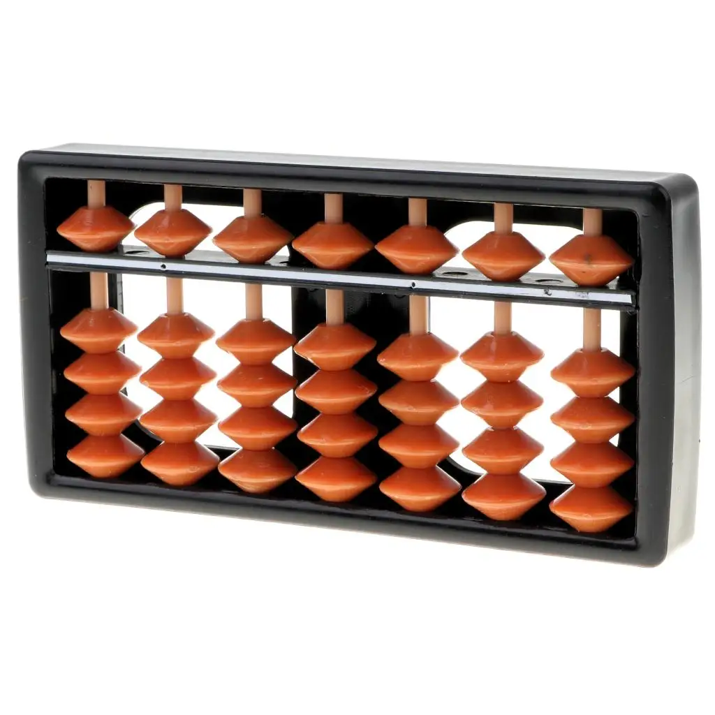 7 Rods Brown Beads Arithmetic Abacus Soroban Calculating Frame Kids Mathematical Teaching Aids Educational Toy
