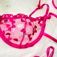 Ensembles de soutien-gorge sexy pour femmes, lingerie à bretelles, dentelle brodée, fée en forme de cœur, sous-vêtements sans couture, transparent, ensemble exotique, ensemble de soutien-gorge et slip 6