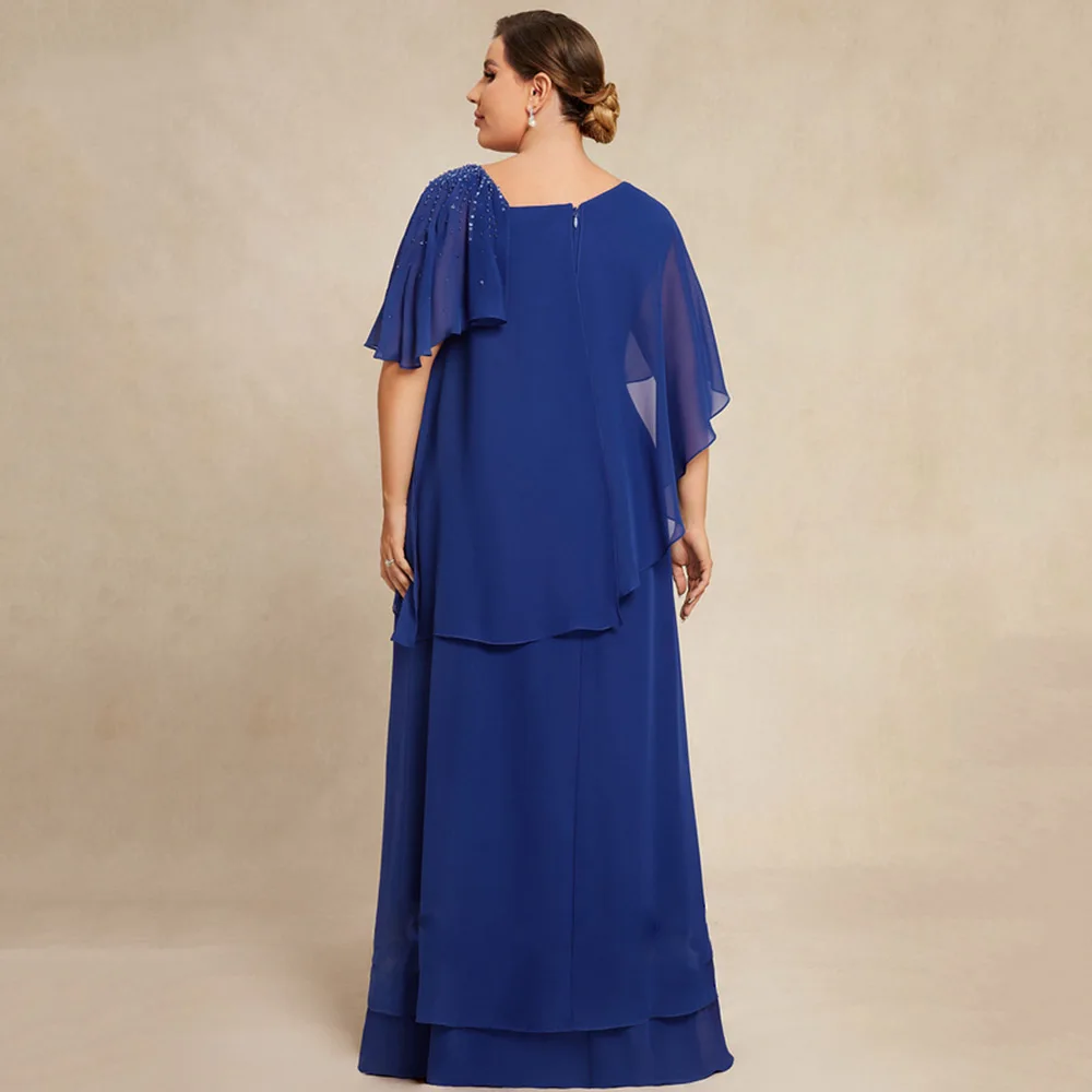 Graceful Half Sleeves Mother Dresses For Weddings Sheath Formal Gown Beading Zipper Back Vestidos De Ocasi&oacute;n Formales mother bride dresses