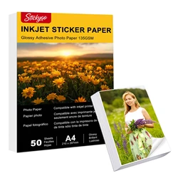 Glossy A4 Self - Adhesive Photo Sticker Paper, 50 Sheets, 135 GSM (A4 50 Sheets 135G)