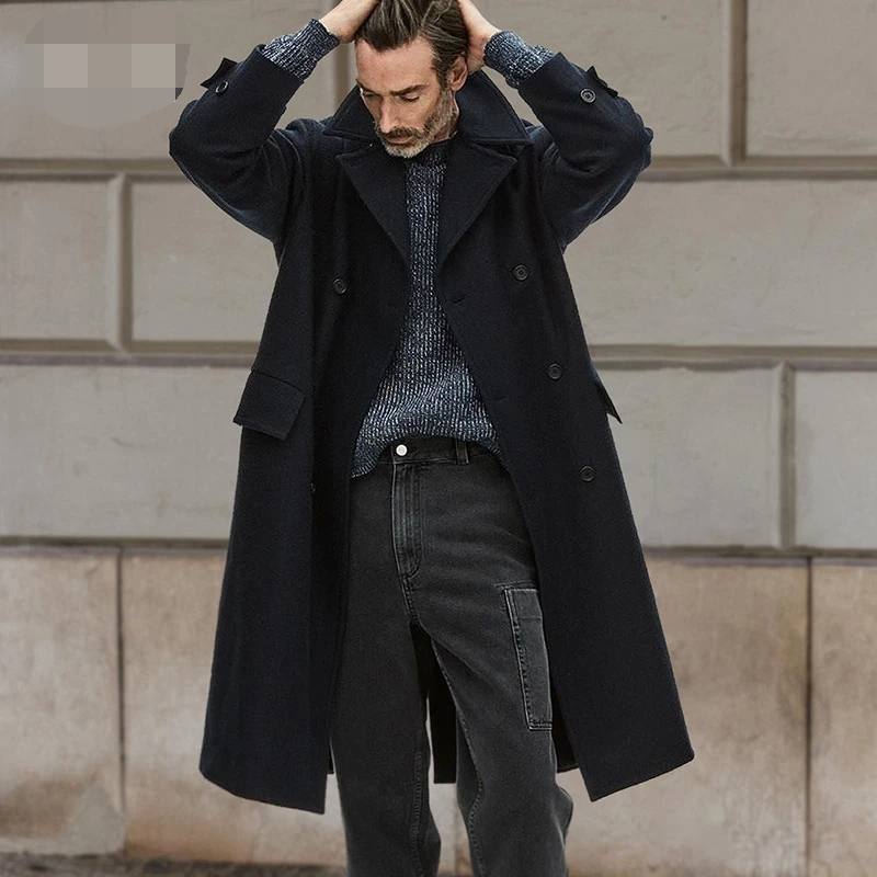 

Men's Trench Coat Autumn And Winter New Long Fashion Europe And The United States Casual Plus-Size Coat