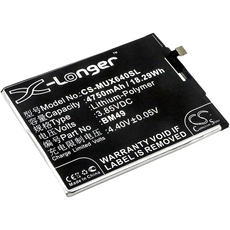Batteria 4750Mah Bm49 Per Xiaomi Max Hydrogen Mi Max Dual Sim Td-Lte 2016001 2016002 2016007 Mi Max Dual Sim