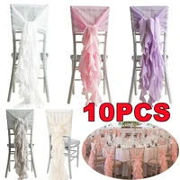 10PCS Romantic Chair Sash Bow Milk Yarn Hotel Wedding Banquet Chair Cover Ruffles Chair Sashes Wedding Banquet Party Home Decor 1
