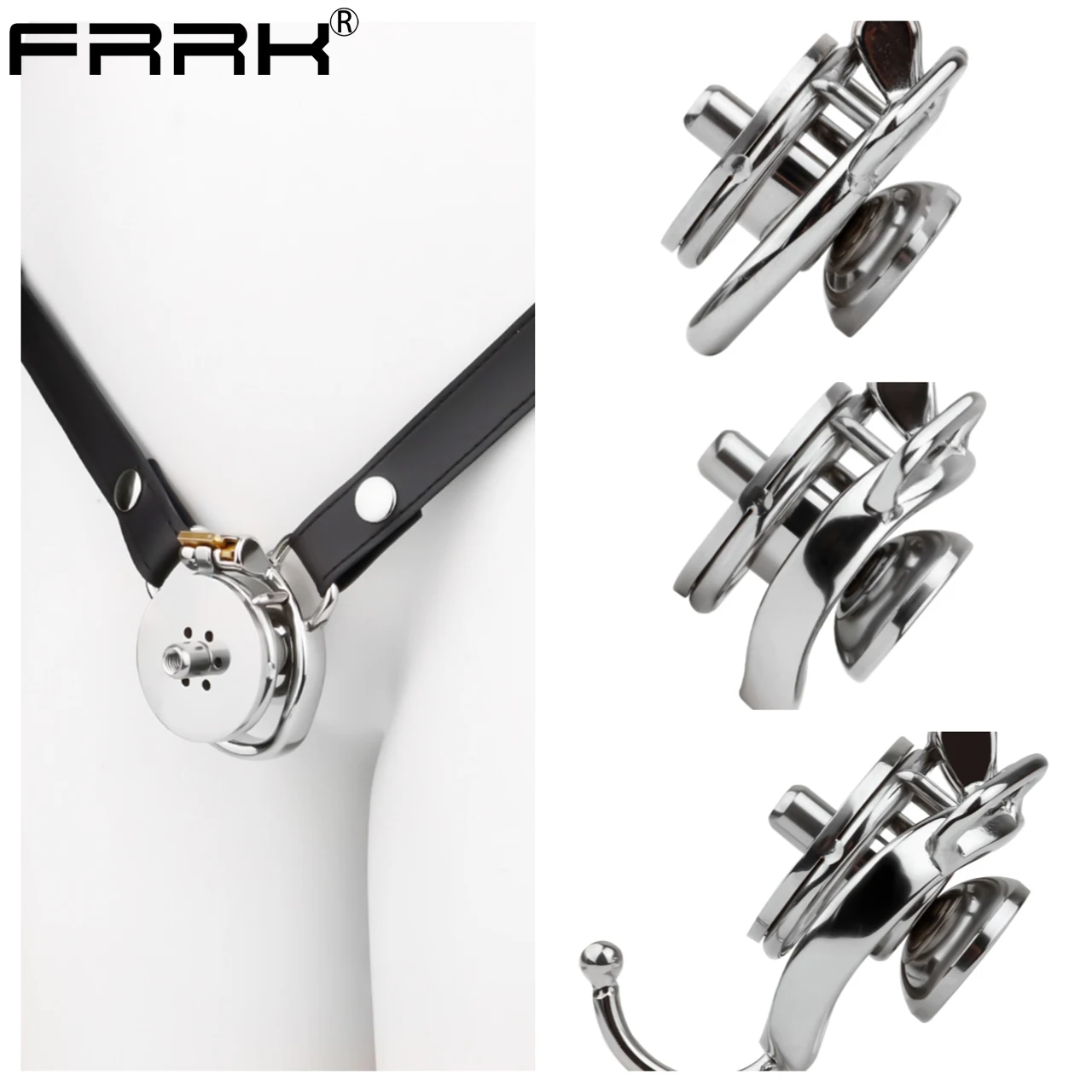 FRRK Negative Inverted Chastity Cage With Metal Urethral Catheter CB Cock Lock Cage Adult Games BDSM Sex Toys Men Gay Pleasure