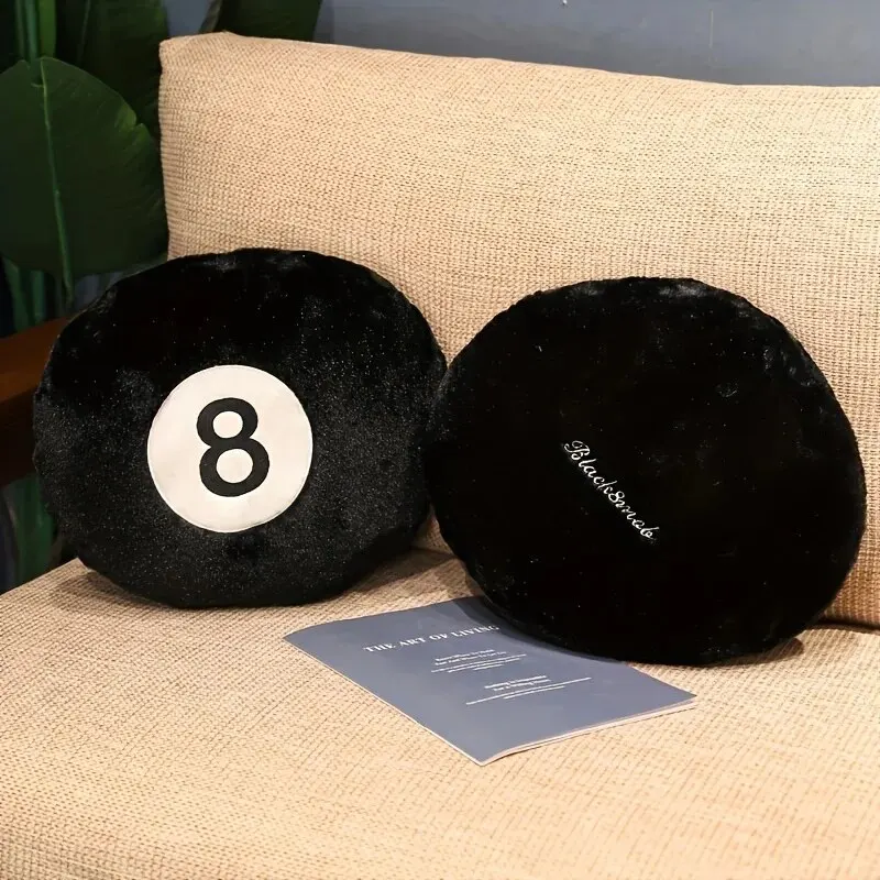 1pc Black 8 Billiard Pillow Plush Toy Black Pillow Cushion Sofa CushionTatami Cushion For Halloween Decor Christmas Gift 5