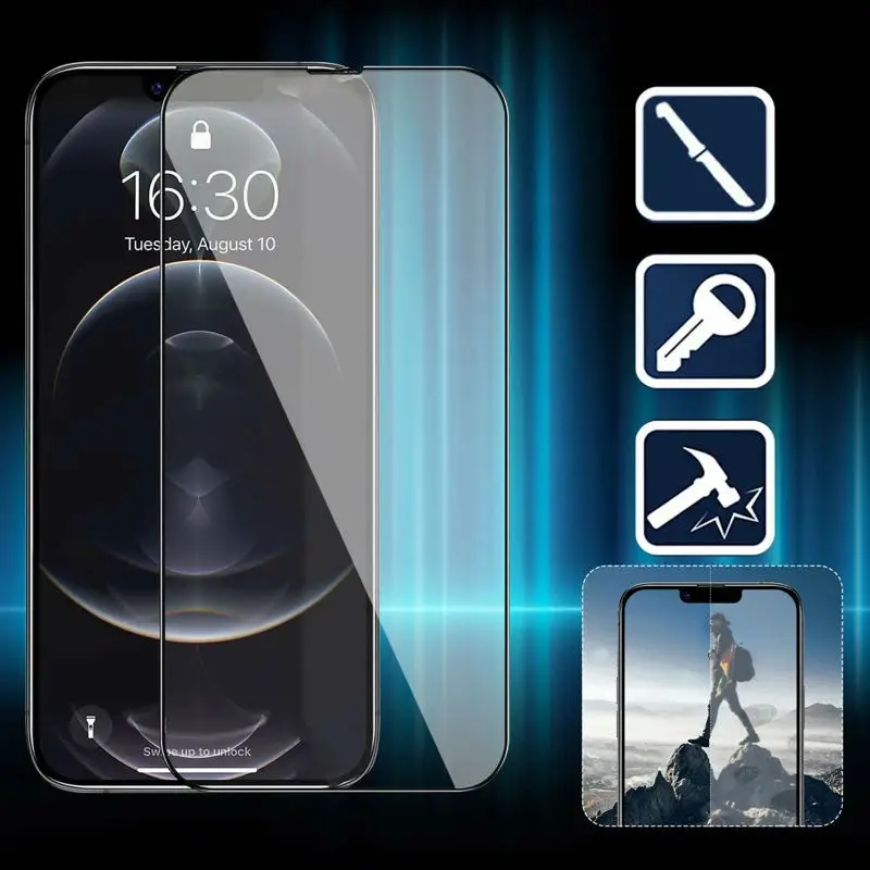 500D Full Cover Tempered Glass Screen Protector For iPhone 13 12 11 14 15 Pro Max 14 15 PLUS Glass Film 4PCS tempered glass screen protector