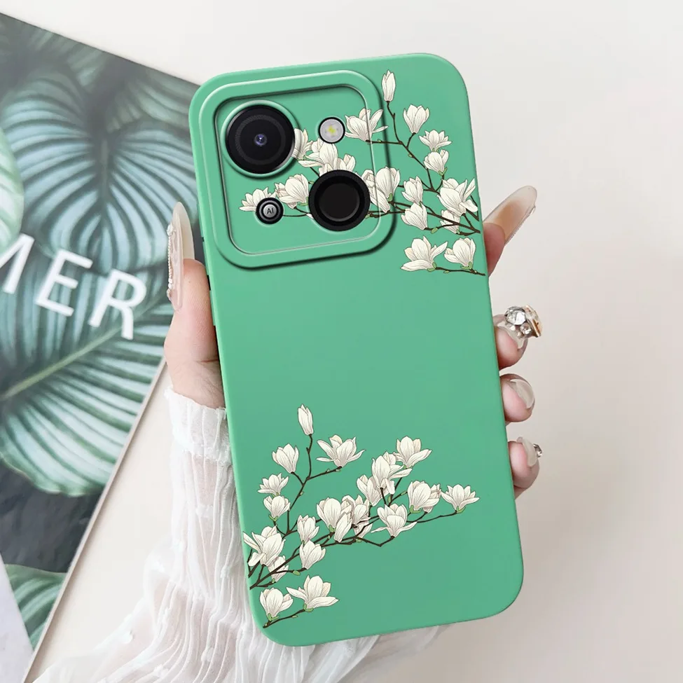 Cute Cat & Floral Silicone Phone Case - Stylish Protective Bumper