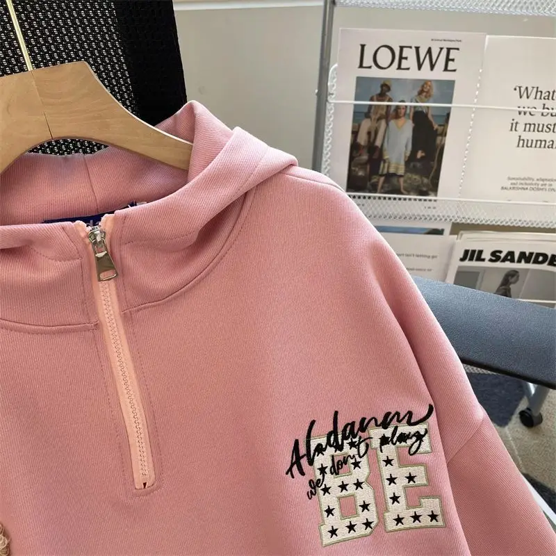 Cute Sweatshirt Autumn Winter Hooded Sweaters Female Clothing Casual Loose All-Match Fashion Drawstring Commute
