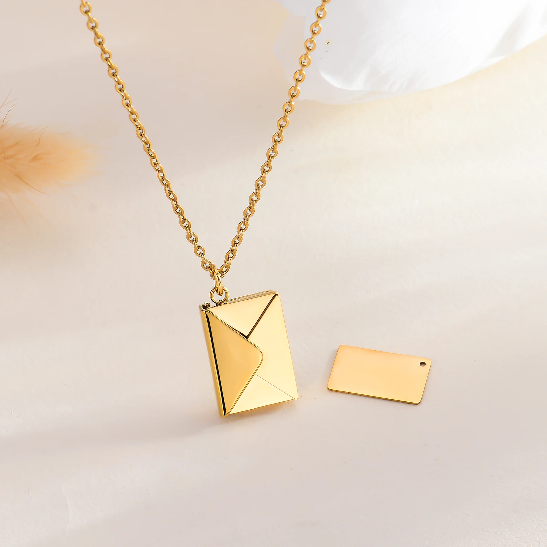 Collana Donna Aroncent Con Ciondolo A Busta D'Amore - Lettera In Acciaio Inox - Regalo Fidanzamento - 4