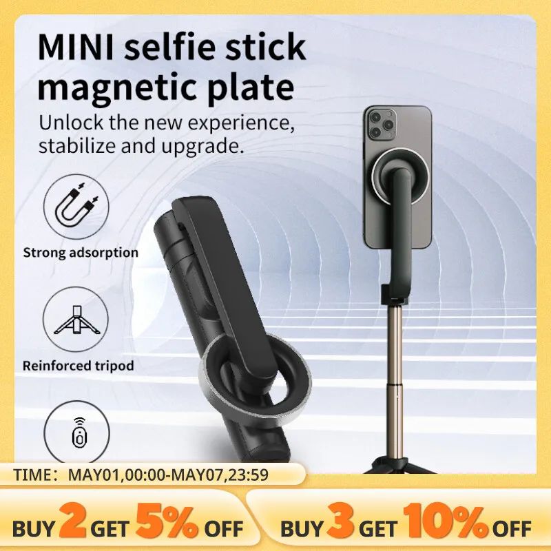 Mobile Phone Stand Bluetooth Selfie Stick Magnetic Handheld Camera Stabilizer Desktop Integrated Tiktok Live Triangle Stand