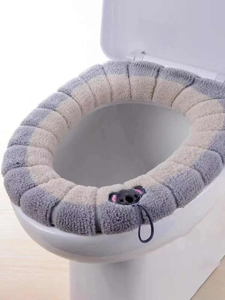 Toilet Seat Cover Toilet Mat Toilet Seat Cushion Toilet Accessories 1 Pack Stitched Color Portable Knitted Toilet Mat Thickened Washable Antifreeze Toilet Cover Thickened Knitted O Type Universal