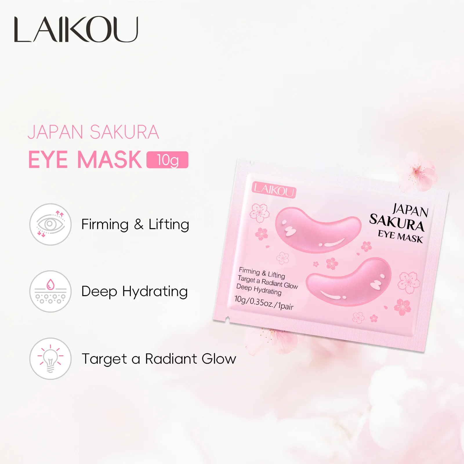 5/10/15 Pairs Laikou Sakura 24K Gold Eye Mask Anti Dark Circles Remove Eye Bags Anti-Aging Moisturizing Vitamin C Eye Patches 2